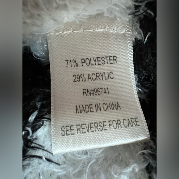 Self esteem boxy cropped black pink and white eyelash fabric sweater Y2K  XL - Picture 8 of 8